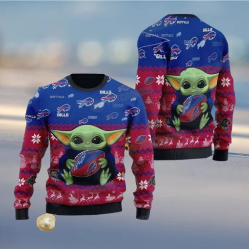 Baby Yoda Buffalo Bills Christmas NFL Football Fan Sweater