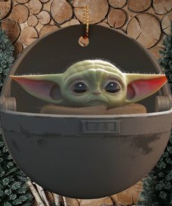 Baby Yoda Ceramic Circle Ornament for Christmas
