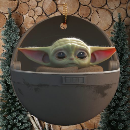 Baby Yoda Ceramic Circle Ornament for Christmas