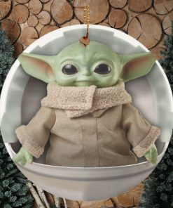 Baby Yoda Ceramic Circle Ornament