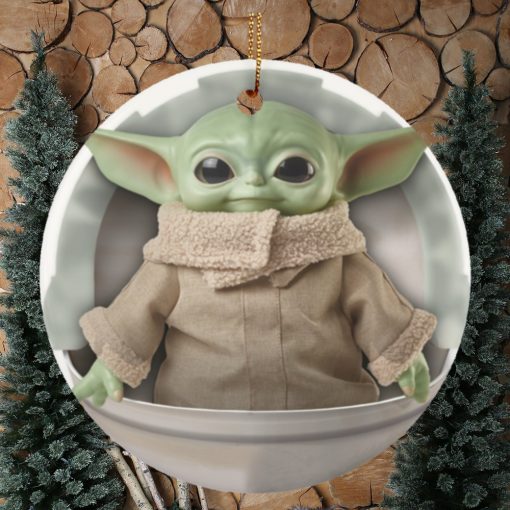 Baby Yoda Ceramic Circle Ornament