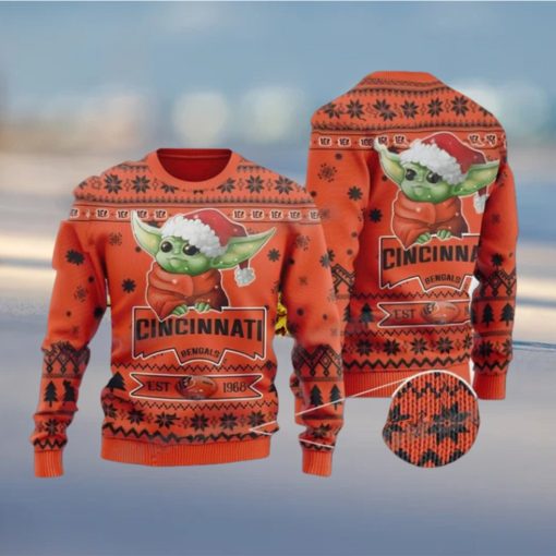 Baby Yoda Cincinnati Football Est 1968 Bengals Gifts Sweater