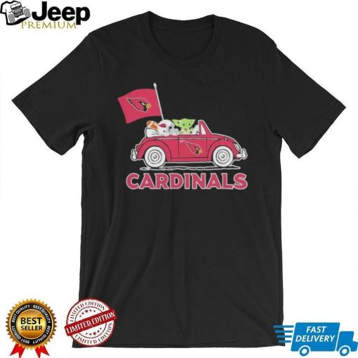 Baby Yoda Drive A Car Arizona Cardinals Football Flag Logo Shirt