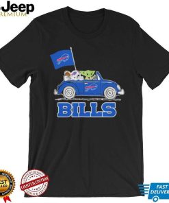 Baby Yoda Drive A Car Buffalo Bills Football Flag Logo Shirt