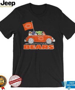 Baby Yoda Drive A Car Chicago Bears Football Flag Logo Shirt