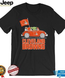 Baby Yoda Drive A Car Cleveland Browns Football Flag Logo Shirt