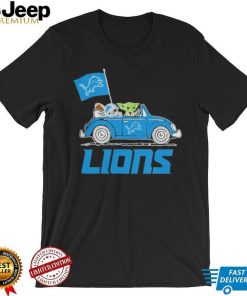 Baby Yoda Drive A Car Detroit Lions Football Flag Logo Shirt