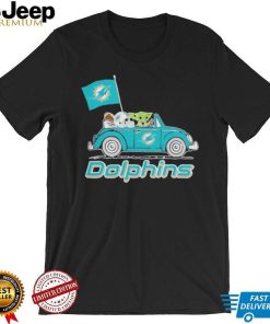 Baby Yoda Drive A Car Miami Dolphins Football Flag Logo Shirt