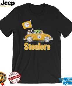 Baby Yoda Drive A Car Pittsburgh Steelers Football Flag Logo Shirt