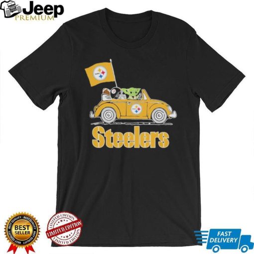 Baby Yoda Drive A Car Pittsburgh Steelers Football Flag Logo Shirt