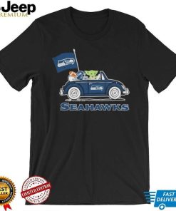 Baby Yoda Drive A Car Seattle Seahawks Football Flag Logo Shirt