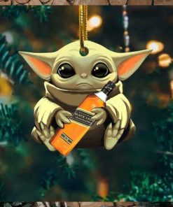 Baby Yoda Hug Black Label For Whiskey Lovers 2023 Christmas Star Wars Gift Ornament