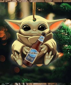 Baby Yoda Hug Blue Moon Belgian White For Beer Lovers 2023 Christmas Star Wars Gift Ornament