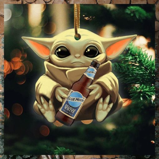 Baby Yoda Hug Blue Moon Belgian White For Beer Lovers 2023 Christmas Star Wars Gift Ornament