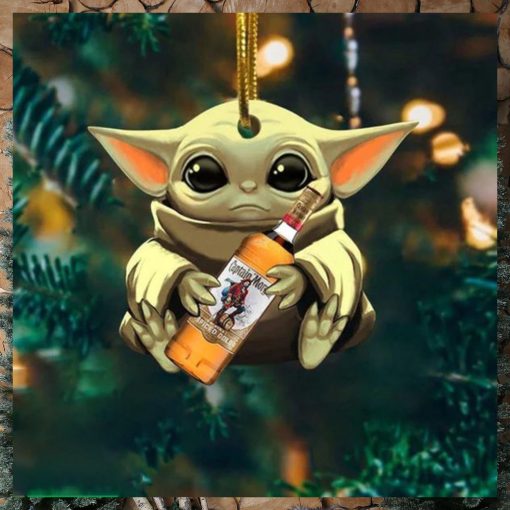 Baby Yoda Hug Captain Morgan For Whiskey Lovers 2023 Christmas Star Wars Gift Ornament