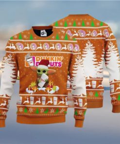 Baby Yoda Hug Dunkin’ Donuts Christmas Ugly Wool Sweater