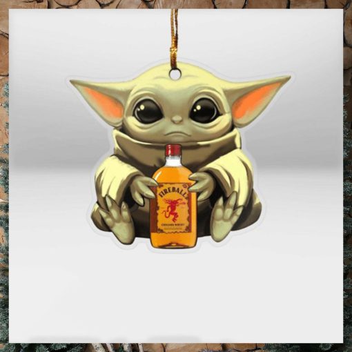 Baby Yoda Hug Fireball For Whiskey Lovers 2023 Christmas Star Wars Gift Ornament