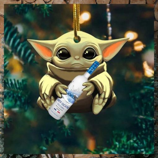 Baby Yoda Hug Goose Grey Goose Vodka For Whiskey Lovers 2023 Christmas Star Wars Gift Ornament