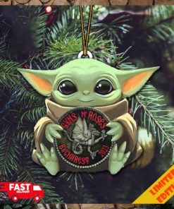 Baby Yoda Hug Guns N Roses Bucharest Romania Logo 2023 Christmas Tree Decorations Ornament