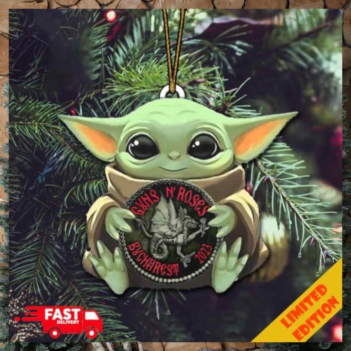 Baby Yoda Hug Guns N Roses Bucharest Romania Logo 2023 Christmas Tree Decorations Ornament