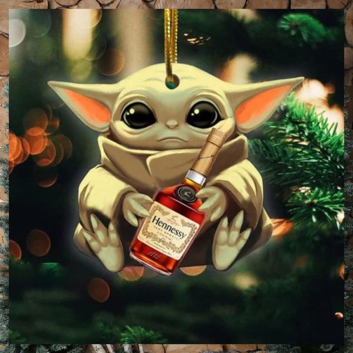 Baby Yoda Hug Hennessy For Whiskey Lovers 2023 Christmas Star Wars Gift Ornament