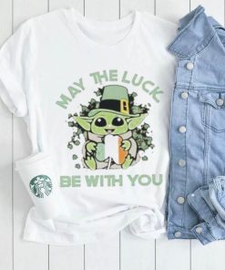 Baby Yoda Hug Irish Shamrock May The Luck Be With You St Patrick's Day shirt