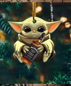 Baby Yoda Hug Jack Daniels For Whiskey Lovers 2023 Christmas Star Wars Gift Ornament