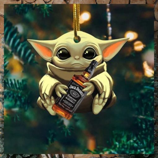 Baby Yoda Hug Jack Daniels For Whiskey Lovers 2023 Christmas Star Wars Gift Ornament