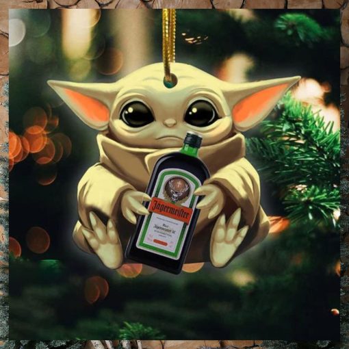 Baby Yoda Hug Jagermeister For Whiskey Lovers 2023 Christmas Star Wars Gift Ornament