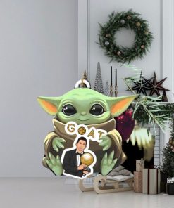 Baby Yoda Hug Lionel Messi Ballon d’Or 2023 Winner GOAT Tree Decorations Ornament