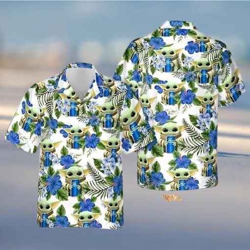 Baby Yoda Loves Bud Light Beer Hawaiian Shirt