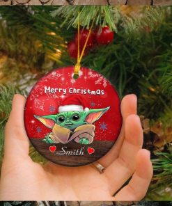 Baby Yoda Mandalorian Christmas 2023 Custom Name Star Wars Xmas Gift Ornament