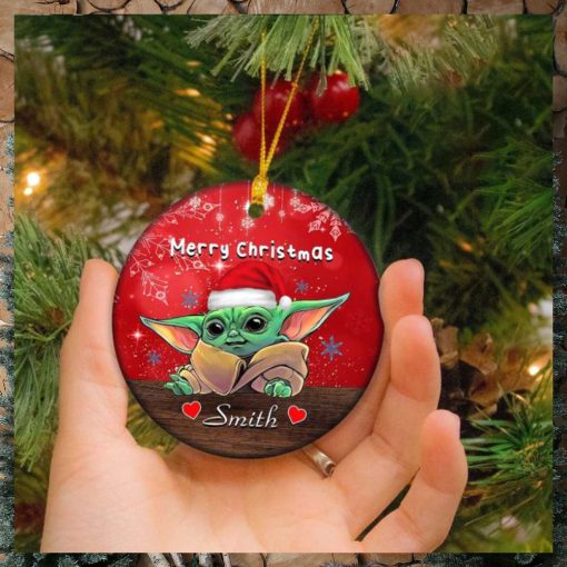 Baby Yoda Mandalorian Christmas 2023 Custom Name Star Wars Xmas Gift Ornament