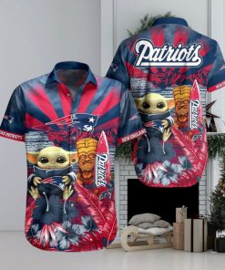 Baby Yoda New England Patriots Flower NFL Hawaiian Shirt
