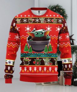 Baby Yoda Red Party Thanksgiving Ugly Christmas Sweater Gift For Men Women