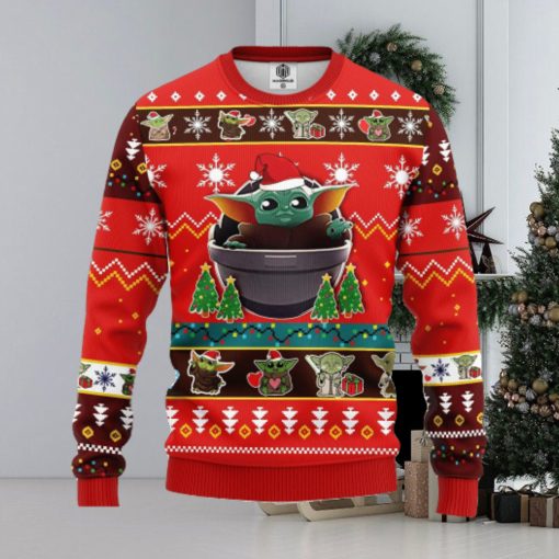 Baby Yoda Red Party Thanksgiving Ugly Christmas Sweater Gift For Men Women