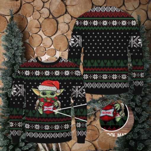 Baby Yoda Sonic Drive In Merry Christmas Ugly Sweater