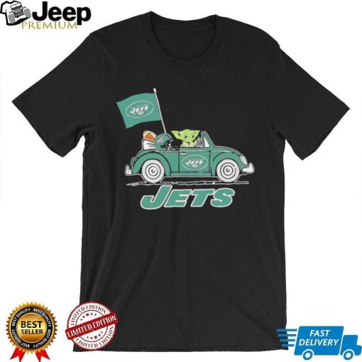 Baby Yoda drive a car New York Jets football flag logo shirt