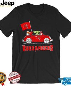 Baby Yoda drive a car Tampa Bay Buccaneers football flag logo shirt