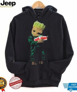 Baby groot hug pizza papajohn logo 2023 t shirt