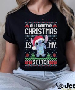 Baby stitch hat santa all I want for Christmas is my sitch ugly merry Christmas shirt