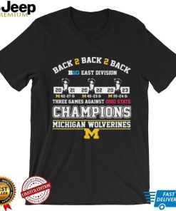 Back 2 Back 2 Back B10 East Division Champions 3 Games Against Ohio State Michigan Wolverines Shirt