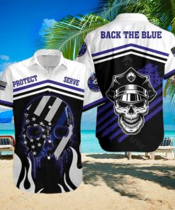 Back The Blue The Police Skull Hawaiian Shirt For Men And Women