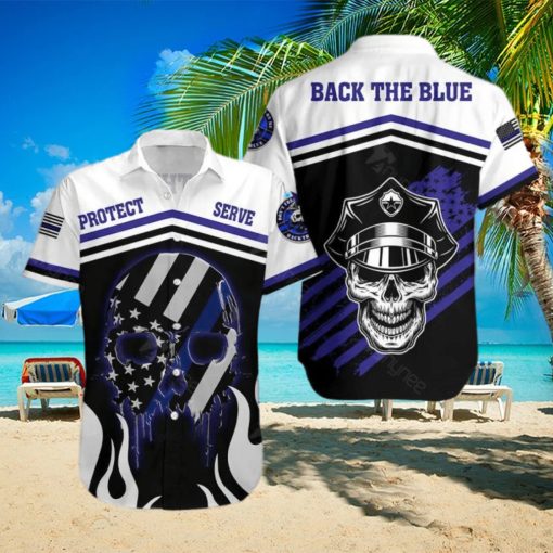 Back The Blue The Police Skull Hawaiian Shirt For Men And Women