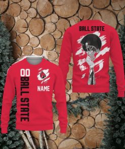 Ball State Cardinals Sports American Football Helmet New 3D Sweater Gift Fans Ugly Christmas Custom Number And Name