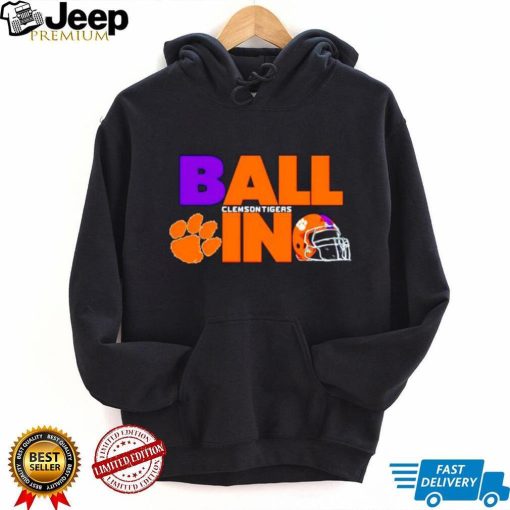 Ball in Clemson Tigers logo helmet shirt