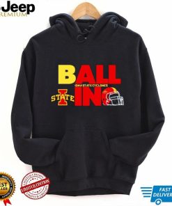 Ball in Iowa State Cyclones logo helmet shirt