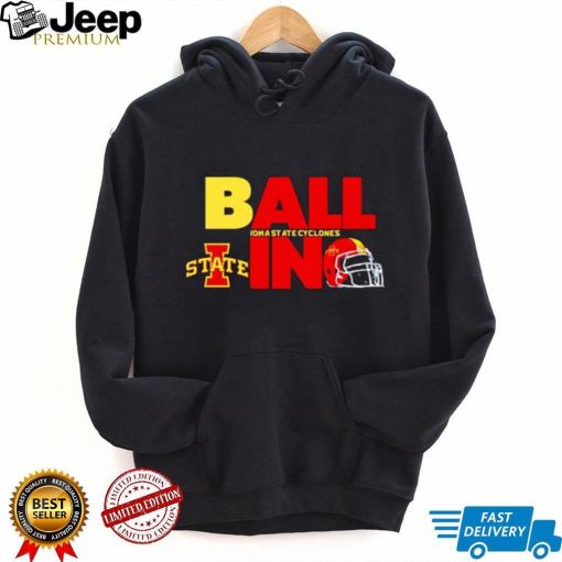 Ball in Iowa State Cyclones logo helmet shirt