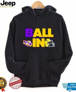 Ball in LSU Tigers logo helmet shirt