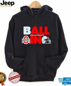 Ball in Ohio State Buckeyes logo helmet shirt